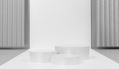 Fototapeta premium 3d abstract minimal geometric forms. Glossy luxury podium for your design. Pastel color scene for show product.