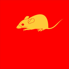 Golden mouse on a red background, Chinese new year greetings 2020 on The Year of the Rat