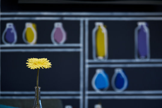 dandelion abstract decor bottles modern yellow flower