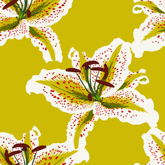 Naklejka premium Seamless pattern with lilies. Abstract background texture.