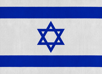 National flag of Israel on a cotton texture background