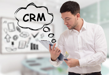 Business, technology, internet and network concept. The young businessman comes to mind the...