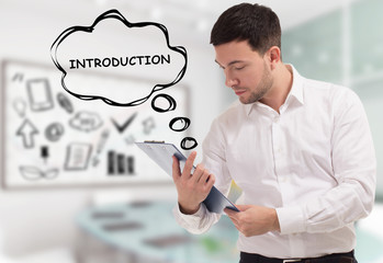 Business, technology, internet and network concept. The young businessman comes to mind the...