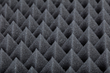 Close up of Sound Absorbing Sponge in Recording Studio. Dampening Acoustical Foam in Music Studio....