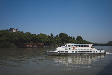 Water bus in Grand Canal in Hangzhou, China