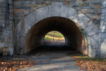 Tunnel and Street Light at Riverside Park on the Upper West Side of New York City during Autumn
