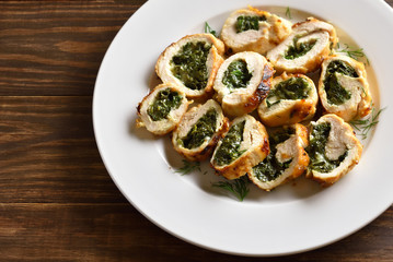 Stuffed chicken fillet with spinach and cheese