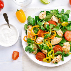 Vegetable salad with chicken meat