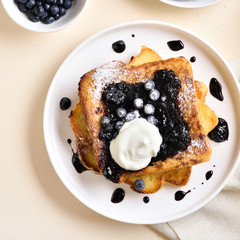 French toasts with blueberry sauce