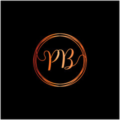 initial letter PB handwritten with circle element template. Creative beauty fashion or clothing. Initial logo of the couple's name in the style of a hand drawing for the concept of marriage - vector