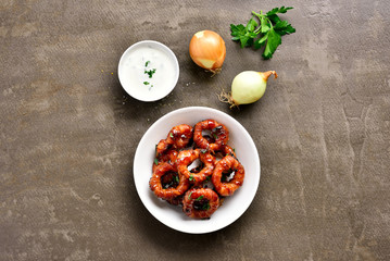 Bacon wrapped onion rings