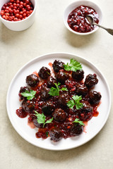 Meatballs with cranberry sauce
