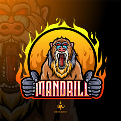 Mandrill baboon mascot esport logo design.