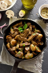 Beef stroganoff with mushrooms