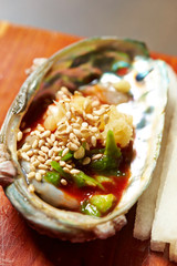 Seashell with Korean spicy sauce and ginger 