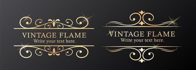 高級感のあるフレームデザイン、カリグラフィー素材、ラグジュアリー、テンプレート、【コピースペース】