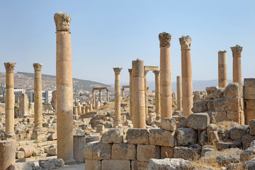 Amman - Ancient and roman ruins of Jerash (Gerasa), Jordan. Unesco Heritage archeologic site 