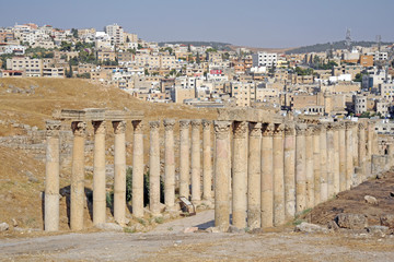 Amman - Ancient and roman ruins of Jerash (Gerasa), Jordan. Unesco Heritage archeologic site 