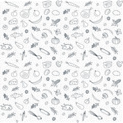 Hand drawn ink sketch. Sketches of different food