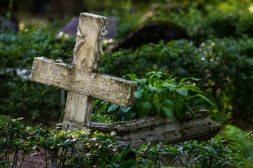 Old cross in graveyard