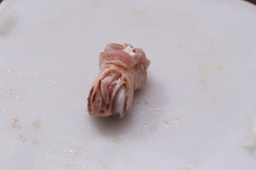 Sliced chicken on the white background