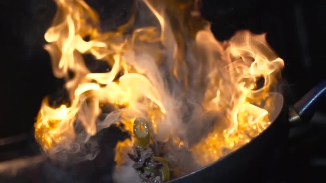 Cooking veal with flaming pan video