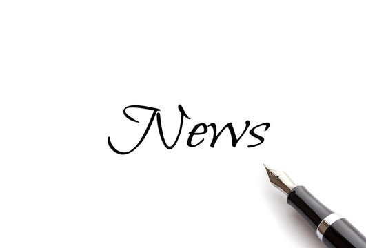News text on isolated background with Fountain pen