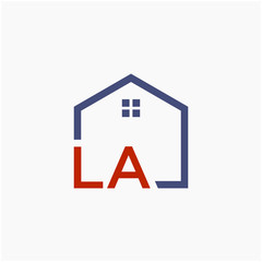 letter LA with  home element. initial L A Real Estate concept. Construction logo template, Home and Real Estate icon. Housing Complex Simple Vector Logo Template. - vector