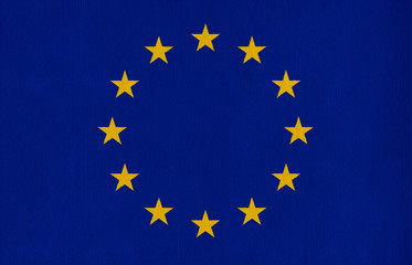 National flag of European Union on a cotton texture background