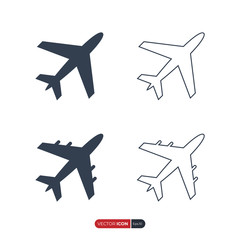 Plane Icons Set. Fill and Outline Flat Vector Icon Design Template Element