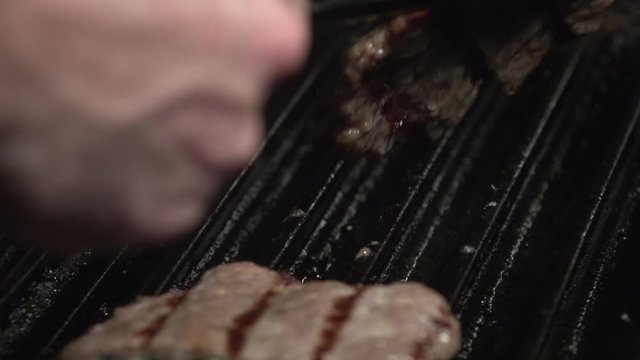 Delicious hamburger meats cooked on the grill
