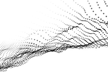 Dot abstract digital wave black particles array wireframe white background