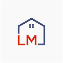 Fototapeta premium letter LM with home element. initial L M Real Estate concept. Construction logo template, Home and Real Estate icon. Housing Complex Simple Vector Logo Template. - vector