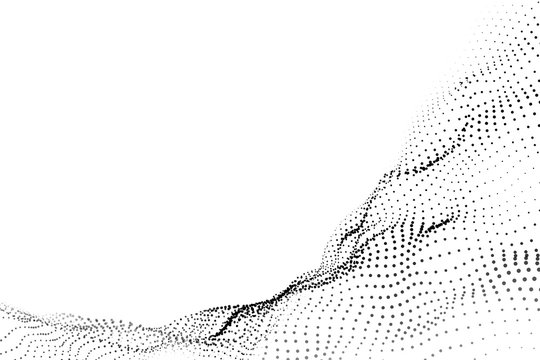 3D Rendering Big Data Wave On White Background