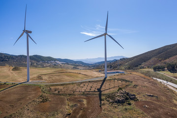 Aerial view of wind generators in Spain