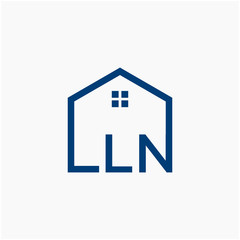 letter LN with  home element. initial L N Real Estate concept. Construction logo template, Home and Real Estate icon. Housing Complex Simple Vector Logo Template. - vector