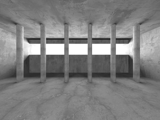 Dark concrete empty room. Modern architecture design