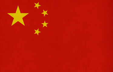 National flag of China on a cotton texture background