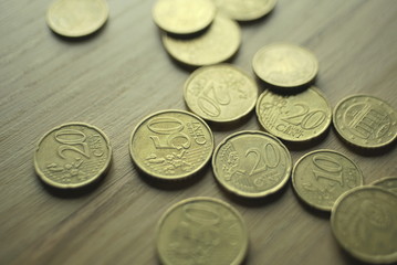 euro cents on the table