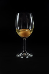 .egg in a glass, onion on black background glued with adhesive tape