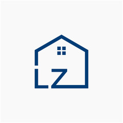 letter LZ with  home element. initial L Z Real Estate concept. Construction logo template, Home and Real Estate icon. Housing Complex Simple Vector Logo Template. - vector