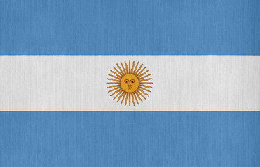 National flag of Argentina on a cotton texture background