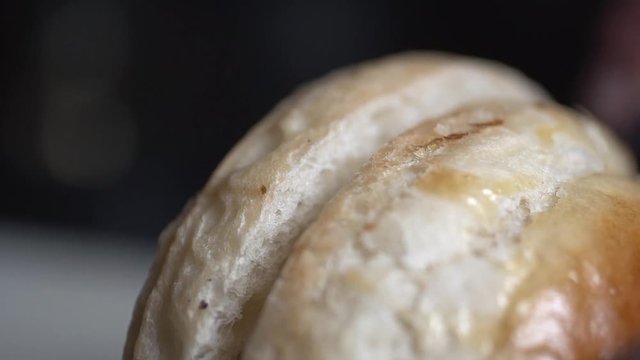 Hamburger bread split into two
