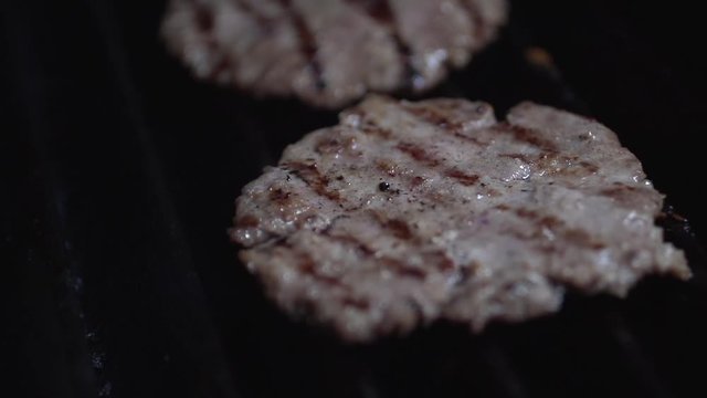 Delicious hamburger meats cooked on the grill