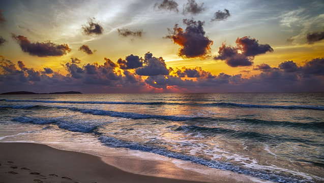 Panoramic sunrise sunset Cape Verde Islands