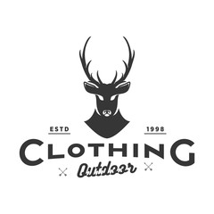 vintage deer hunter logo, icon and illustration