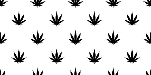 Fototapeta na wymiar Weed seamless pattern Marijuana vector cannabis leaf scarf isolated repeat wallpaper tile background illustration design