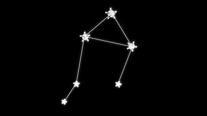Libra zodiac constellation stars on black background