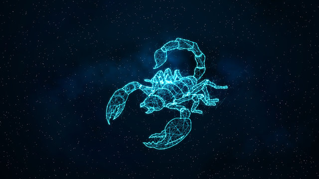 Scorpio zodiac constellation icons signs with galaxy stars background, Astrology symbol