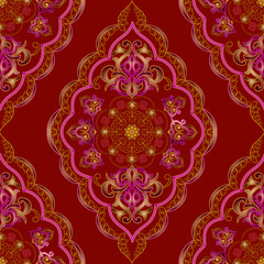   Oval shaped seamless pattern in oriental style.